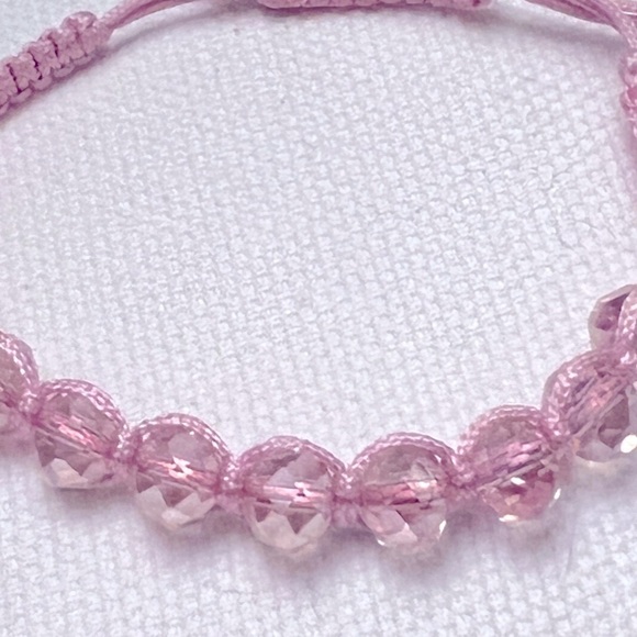 Pink Crystal Ball Bead Macrame Bracelet - Picture 5 of 6